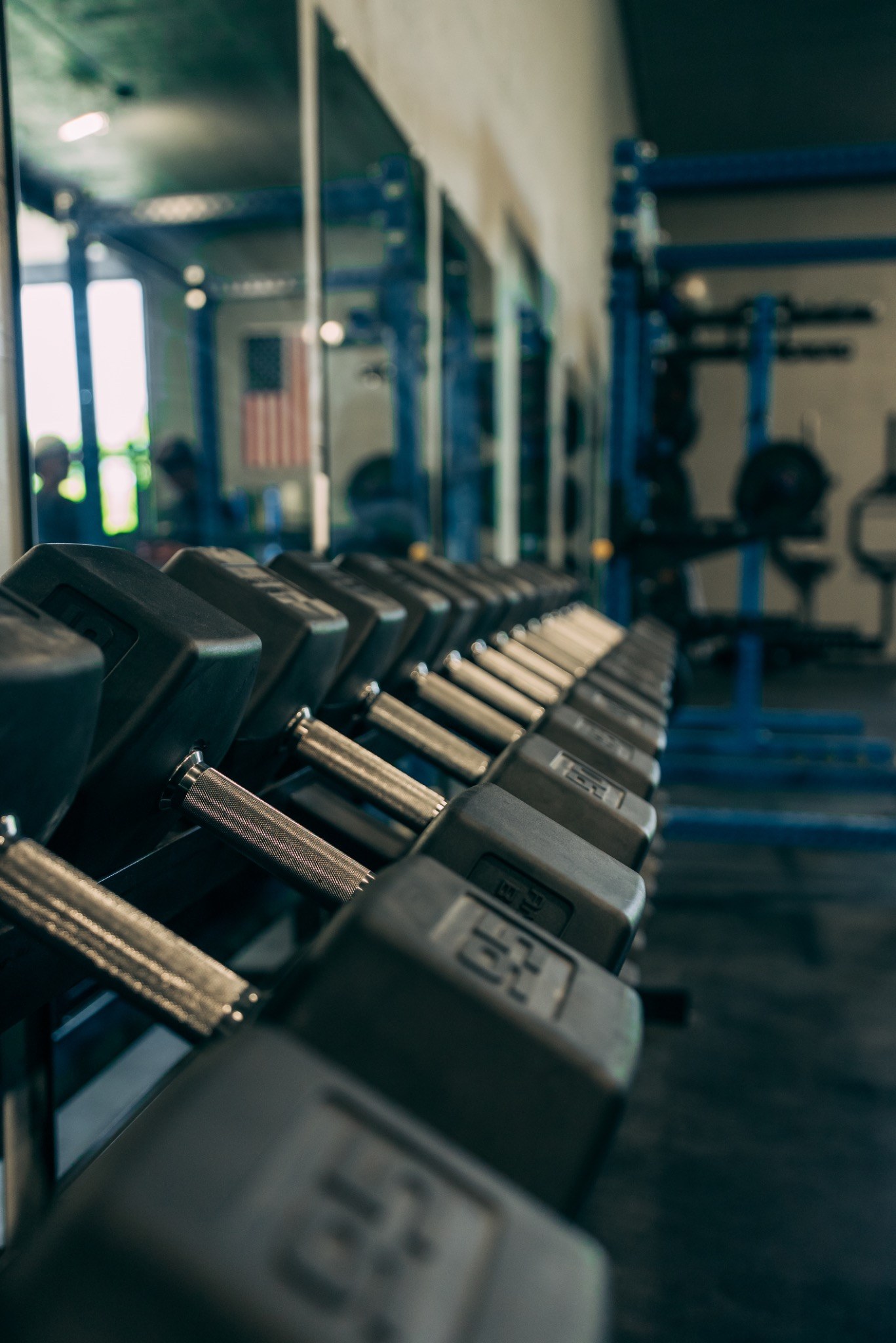 Dumbbells and training facility at Frey Performance Coaching